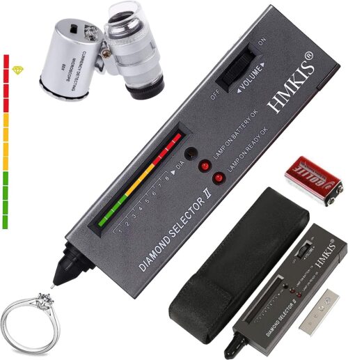Diamond Tester Pen with 60X LED Magnifier - Jewelry Thermal Conductivity Meter & Diamond Selector